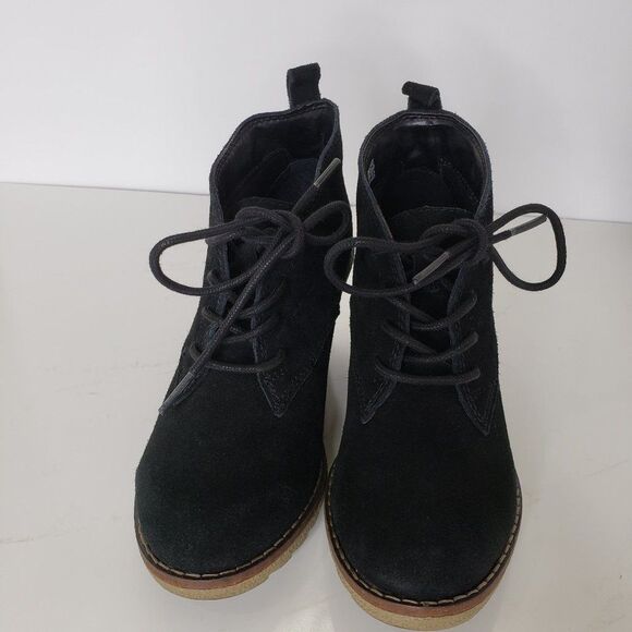 Sonoma Black Suede Leather Wedge Booties Size 6 - Picture 12 of 15